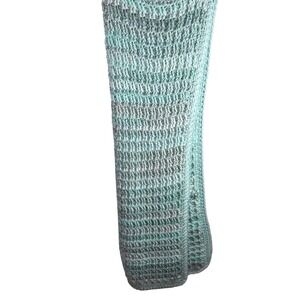 Handmade Crochet Blanket Baby Aqua Gray White Soft Cozy crib size